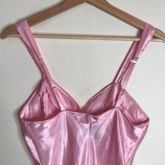 vtg Cacique 90s ladies pink button up nightie babydoll romper size small sexy - Picture 9 of 14